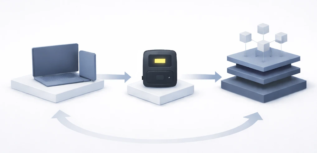 Illustration of a hardware wallet transaction flow