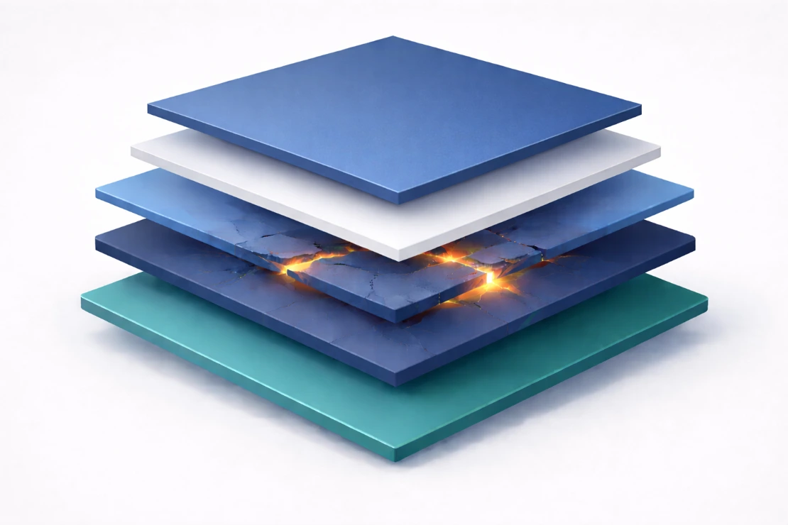 Illustration of a damaged multi-layered blockchain