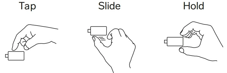 Illustration of the Tap, Drag and Hold commands on BitBox02