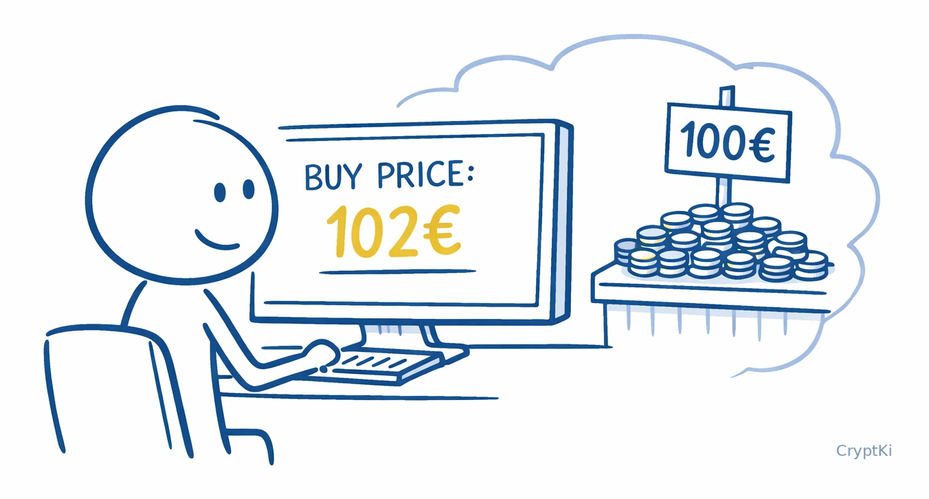 User comparing the displayed crypto price with the real market price and spread