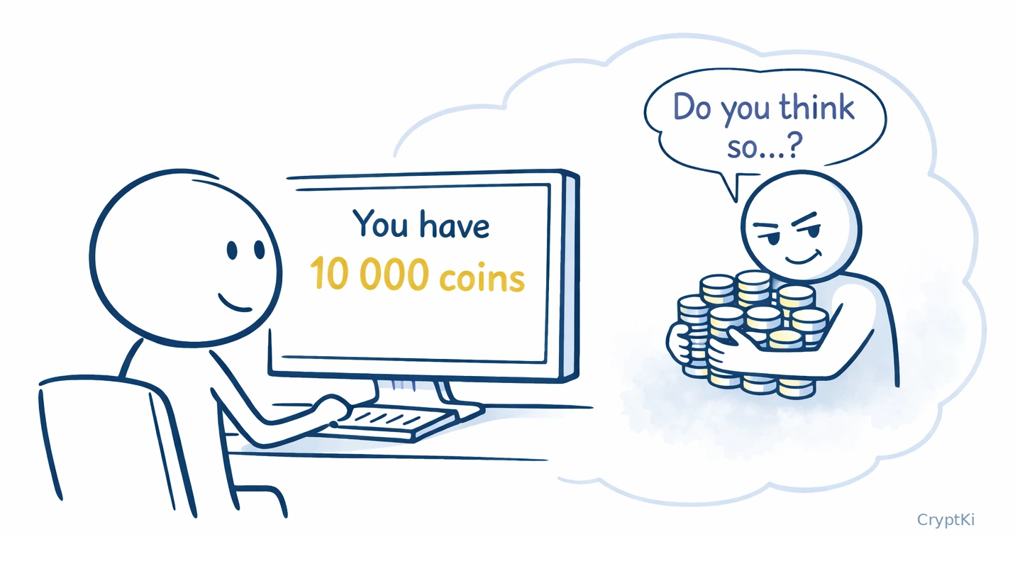 User holding cryptocurrency on a centralized exchange without controlling the private keys