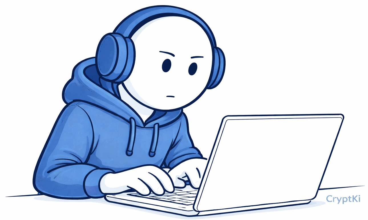 User carefully reviewing cryptocurrency withdrawal details on a laptop