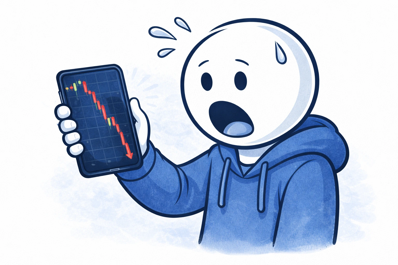Worried user monitoring a falling crypto market that could trigger DeFi liquidation