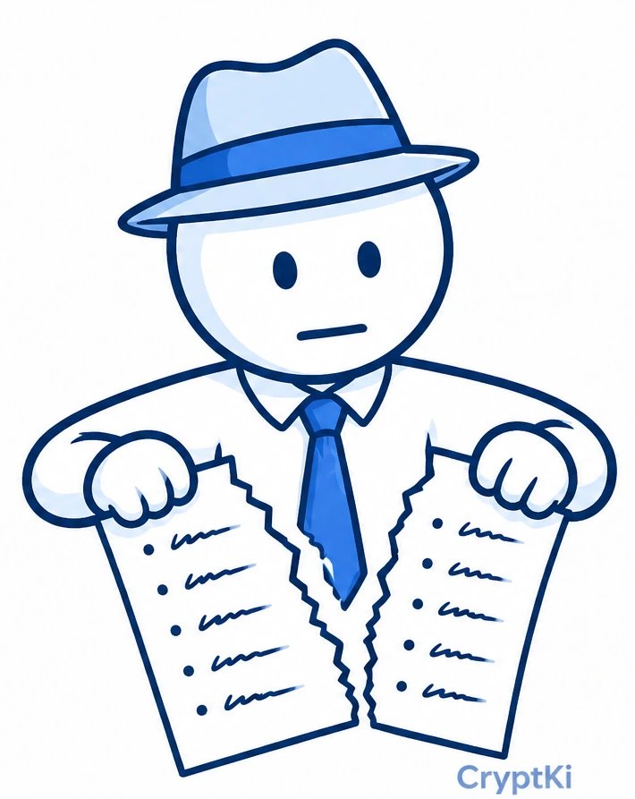 Character destroying a compromised seed phrase backup after securing a new wallet