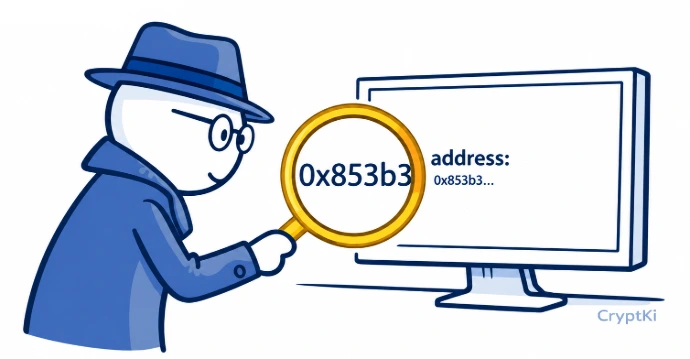 User carefully checking a crypto wallet address