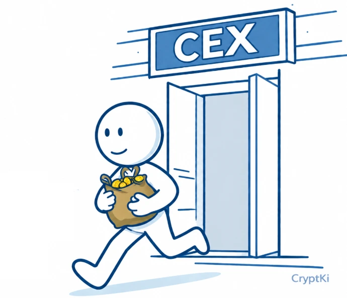 Illustration of moving cryptocurrency out of centralized exchange custody